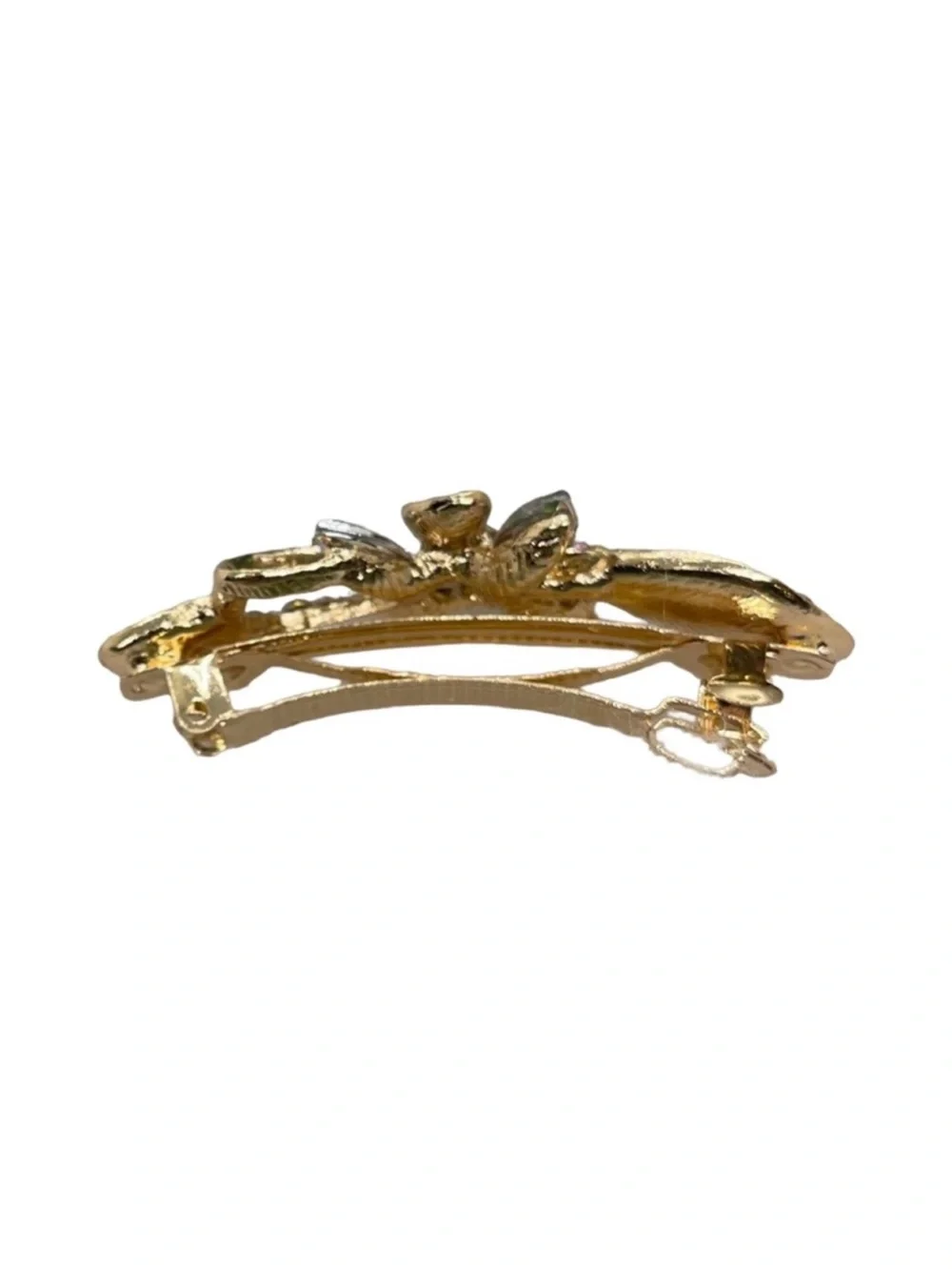 Crystal Flower Gold-Tone Barrette - Multicolor Rhinestones FINAL PRICE DROP